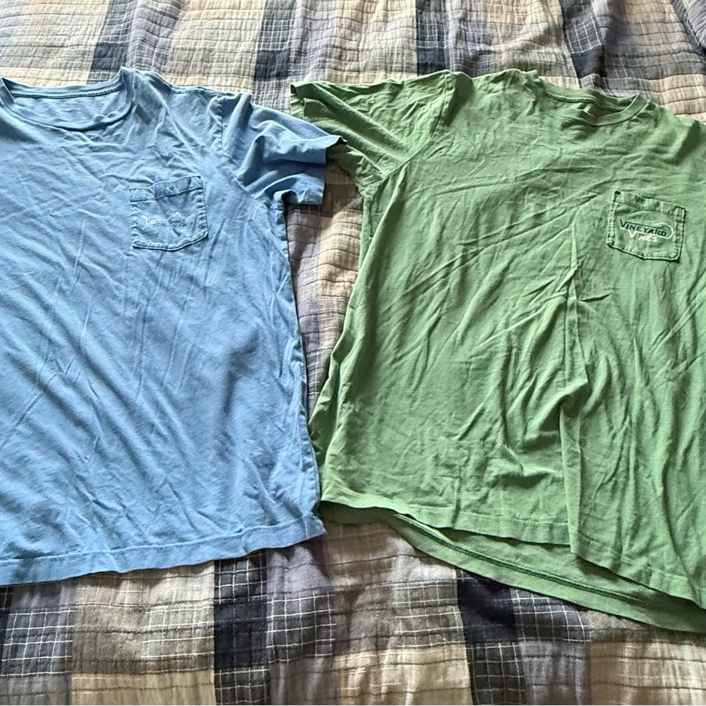 Vineyard Vines Mens Light Blue & Seafoam Green Pocket Tee size M
